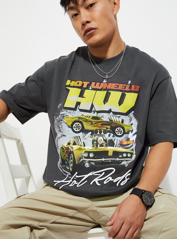 URB_N Men Hot Wheels Print Oversized T-shirt