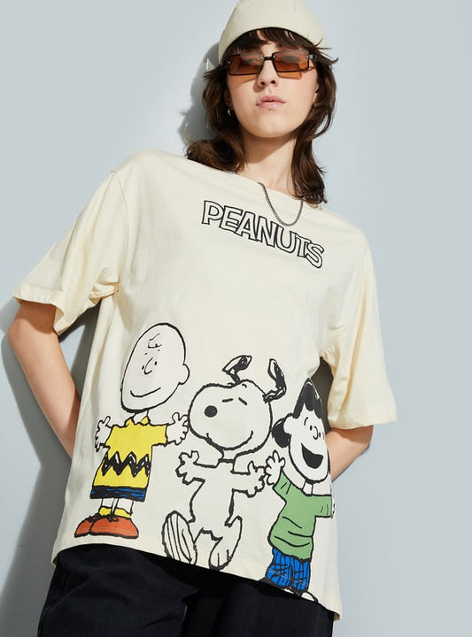 Women Peanut Snoopy Print Oversized T-shirt