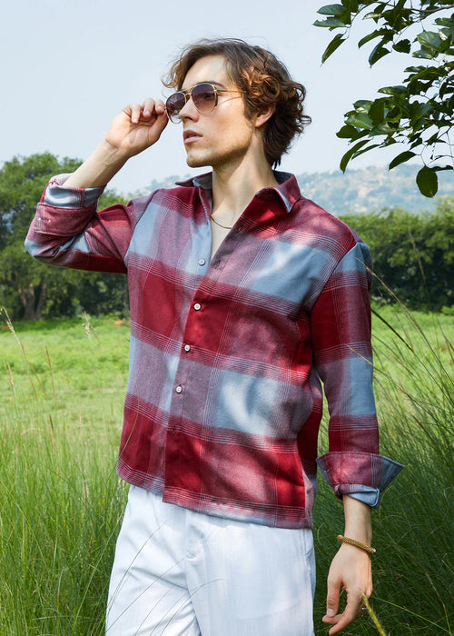 Vignette-Checkered Oversized Shirt