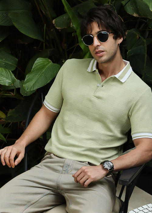 Cuboid-Jacquard Polo T-Shirt
