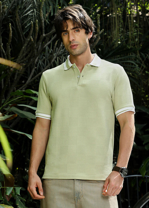 Cuboid-Jacquard Polo T-Shirt