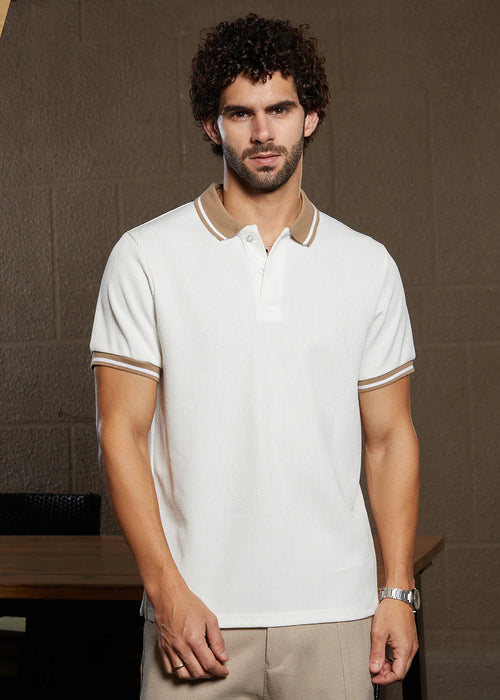 Cuboid-Stripe Polo T-Shirt